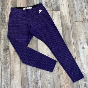 Nike large purple & black stripe leggings